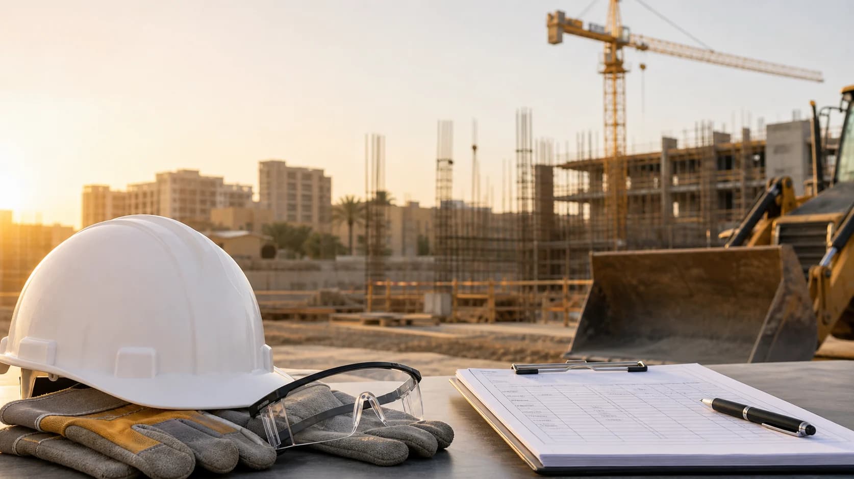 No-logo HSE safety equipment and certification support image.